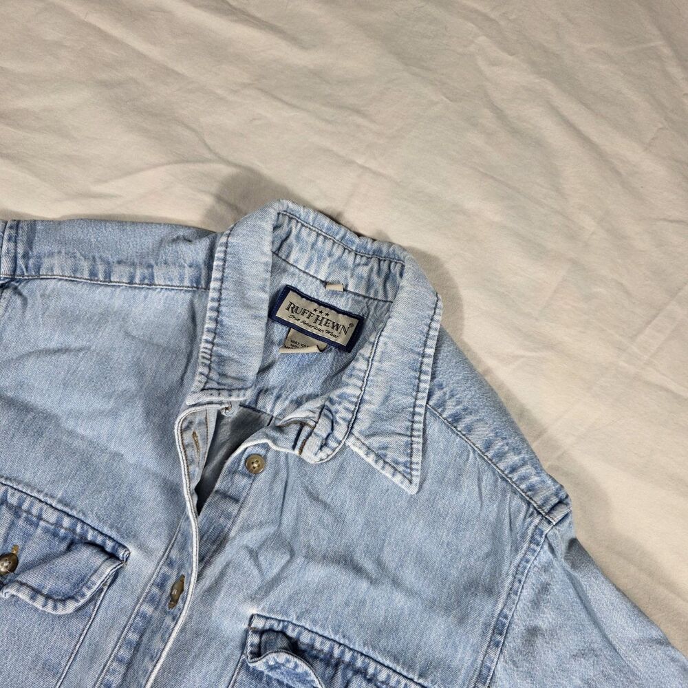Ruff Hewn Women's Button Up 100% Cotton Denim Western Shirt Size Medium